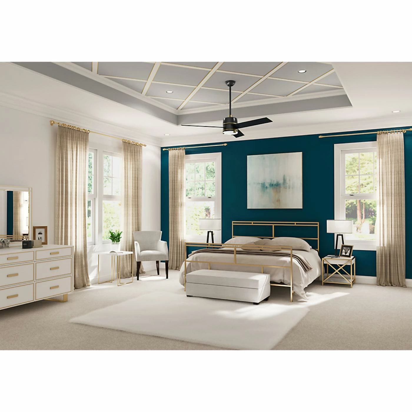 Budget 𧨠56 - 60 In. Hunter 60 In. Bureau Reversible Blade Indoor Ceiling Fan With LED Light π 3 Budget 𧨠56 - 60 In. Hunter 60 In. Bureau Reversible Blade Indoor Ceiling Fan With LED Light π - Image 3