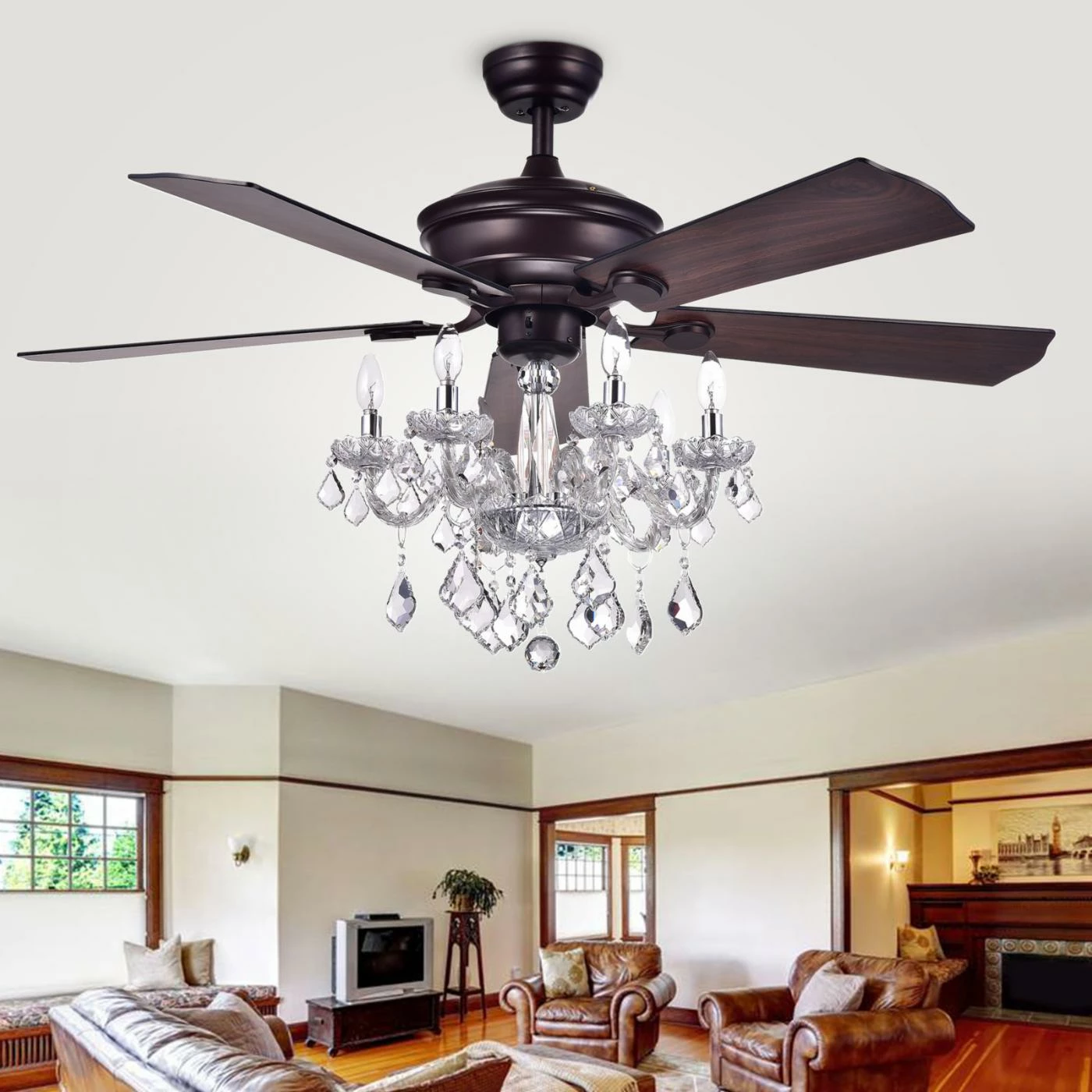 Budget β€οΈ Light Kit Included Warehouse Of Tiffany Havorand 52 In. Indoor Ceiling Fan With Crystal Chandelier π₯ 2 Budget β€οΈ Light Kit Included Warehouse Of Tiffany Havorand 52 In. Indoor Ceiling Fan With Crystal Chandelier π₯ - Image 2
