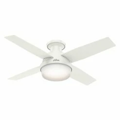 Promo ⭐ With Remote Hunter Dempsey 44 In. Low Profile Indoor Ceiling Fan With Light And Remote 👍