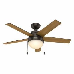 Budget 🧨 Light Kit Included Hunter Anslee 46 In. Indoor Ceiling Fan With Light 👍