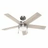 New 🔔 Hunter Claudette 52 In. Indoor Ceiling Fan With LED Light Kit And Pull Chain ⌛