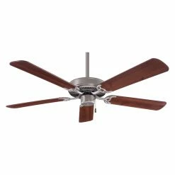 Cheap 🤩 Light Kit Compatible Minka Aire F546-BS/DW Contractor 42 In. Indoor Ceiling Fan - Brushed Steel With Dark Walnut Blades ⭐