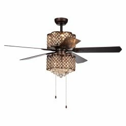 New 🤩 Light Kit Included Warehouse Of Tiffany 52 In. Rustic Bronze Indoor Ceiling Fan 😀