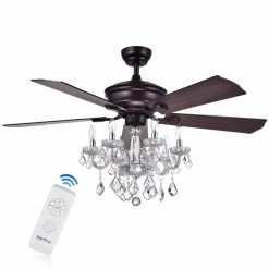 Budget ❤️ Light Kit Included Warehouse Of Tiffany Havorand 52 In. Indoor Ceiling Fan With Crystal Chandelier 🔥