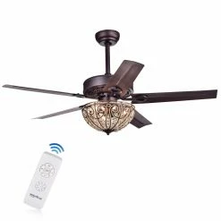 Wholesale 🔥 Light Kit Included Warehouse Of Tiffany Catalina 48 In. Indoor Crystal Ceiling Fan 🛒